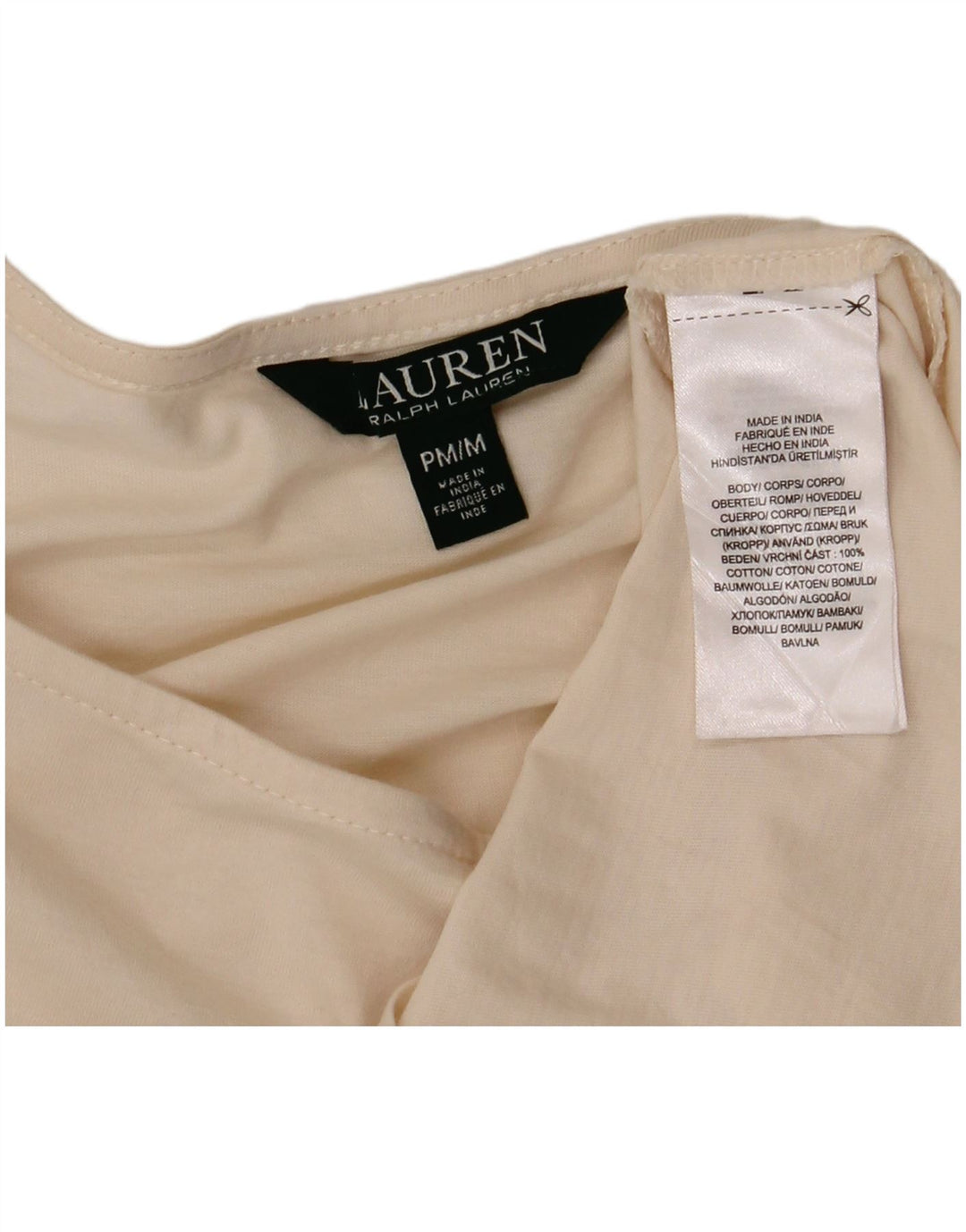 Top da donna Ralph Lauren manica 3/4 UK 14 cotone bianco sporco medio