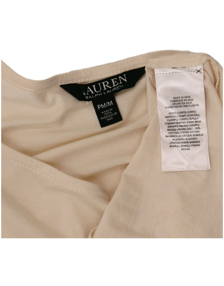 Top da donna Ralph Lauren manica 3/4 UK 14 cotone bianco sporco medio