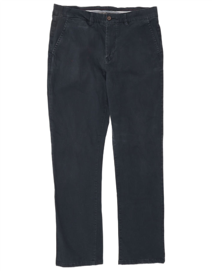 CREW CLOTHING Pantaloni chino dritti da uomo W34 L32 Blu Navy