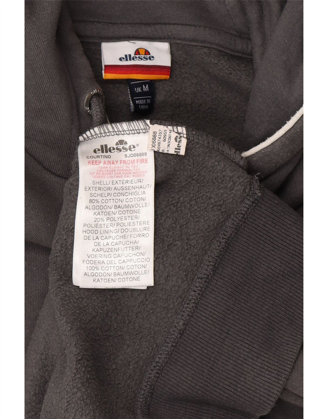 ELLESSE Mens Hoodie Jumper Medium Grey Cotton Vintage Ellesse and Second-Hand Ellesse from Messina Hembry 
