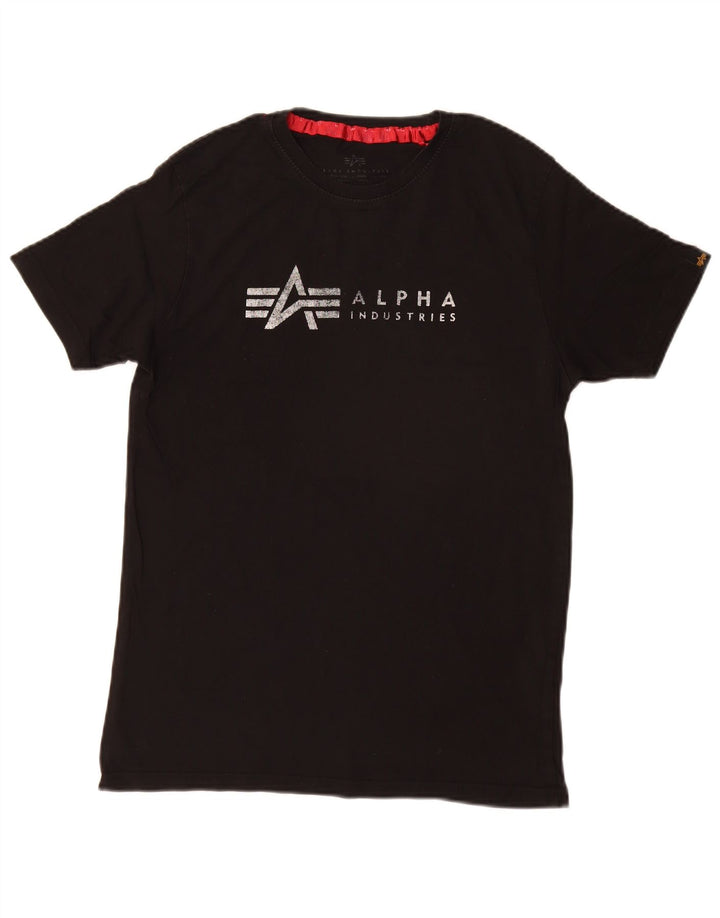 T-shirt grafica da uomo Alpha Industries Top piccola in cotone nero