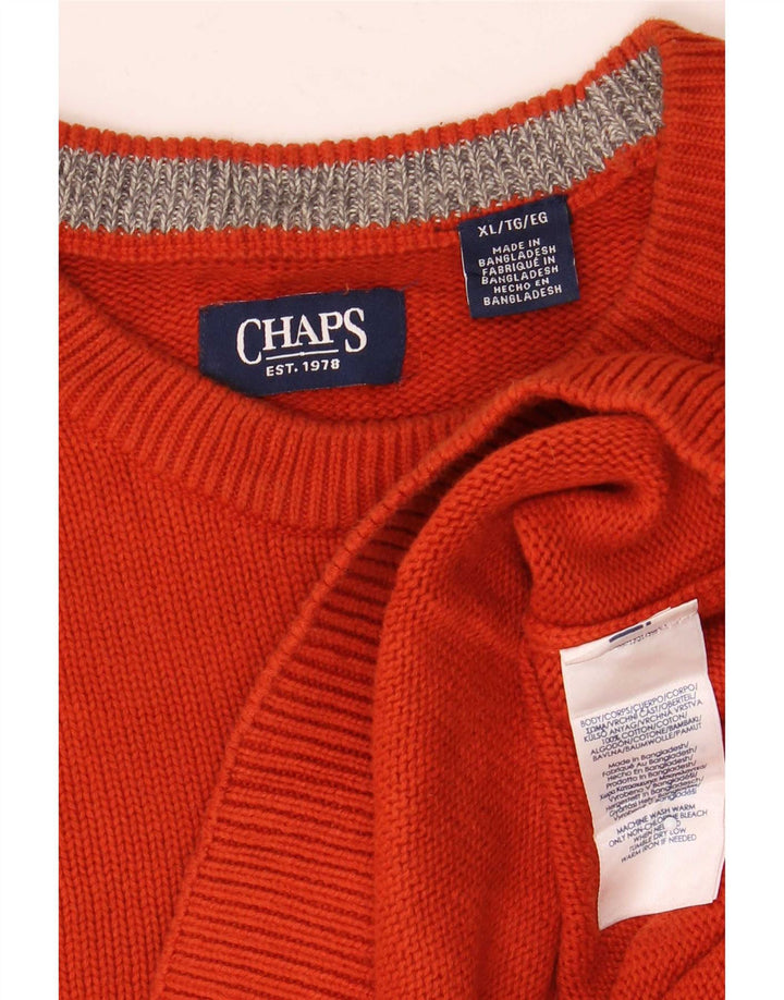 Maglione maglione girocollo da uomo Chaps XL in cotone arancione