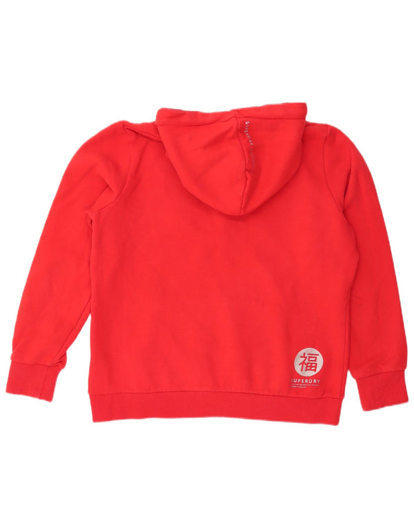 Felpa con cappuccio grafica da donna SUPERDRY UK 16 grande cotone rosso