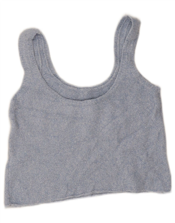 Canotta corta da donna Zara UK 14 grande cotone blu