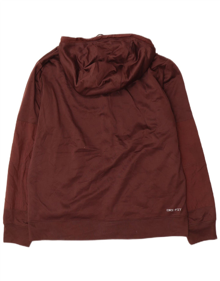 NIKE Felpa con cappuccio e zip Dri Fit da uomo, grande, in poliestere marrone