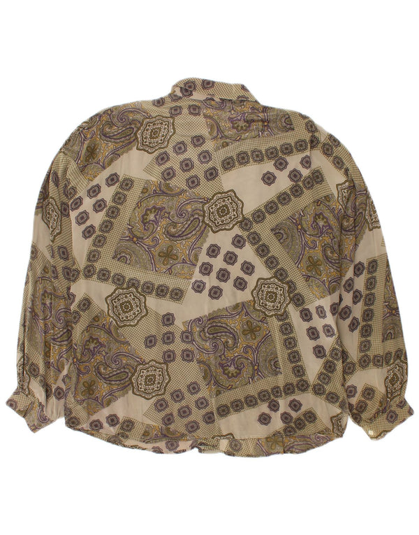 Camicetta camicia vintage da donna UK 18 XL Seta Paisley verde