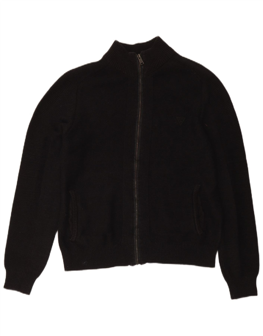 Maglione cardigan con zip intera da uomo Guess UK 40 cotone nero medio