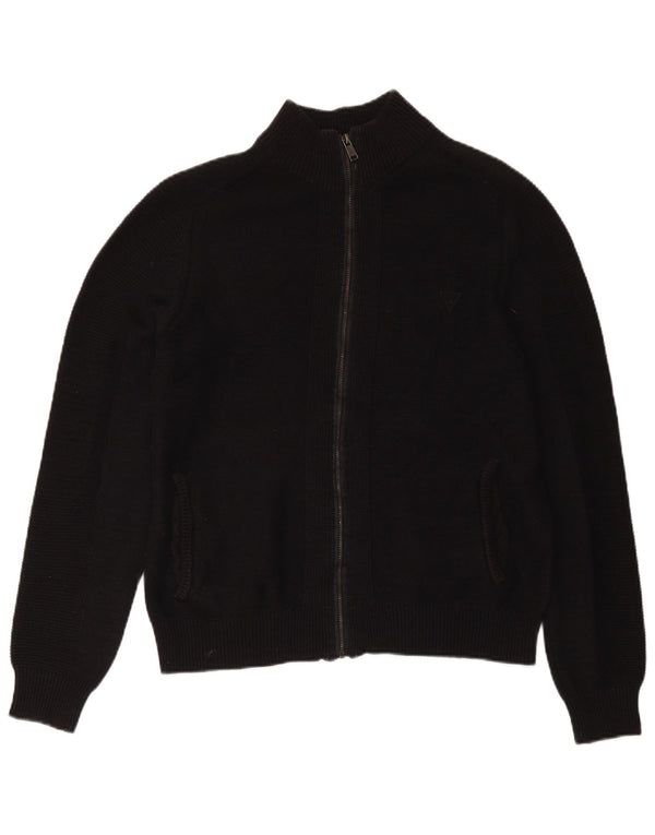 Maglione cardigan con zip intera da uomo Guess UK 40 cotone nero medio