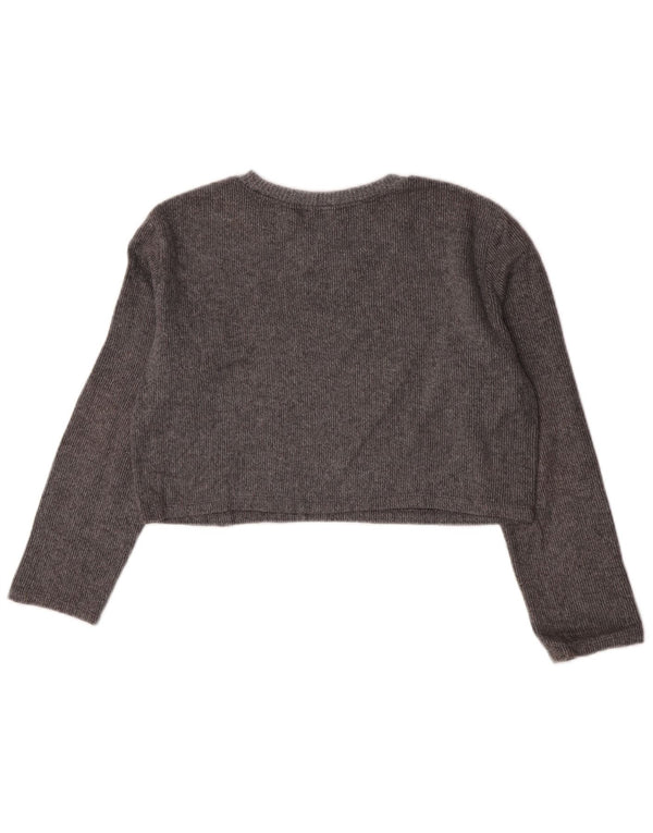 Top corto da donna Zara a maniche lunghe UK 10 piccolo cotone grigio