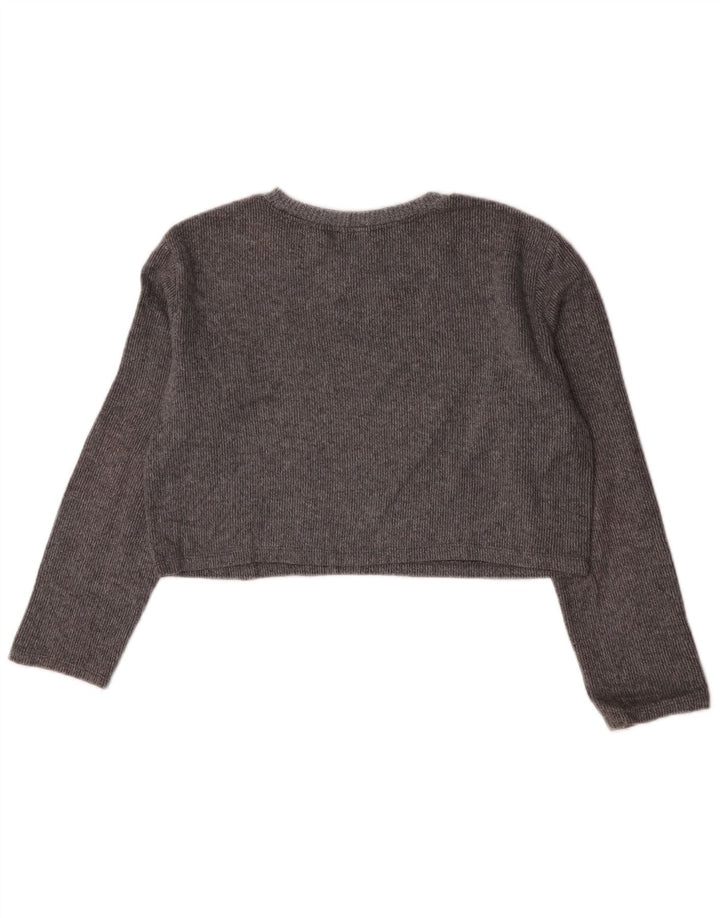 Top corto da donna Zara a maniche lunghe UK 10 piccolo cotone grigio