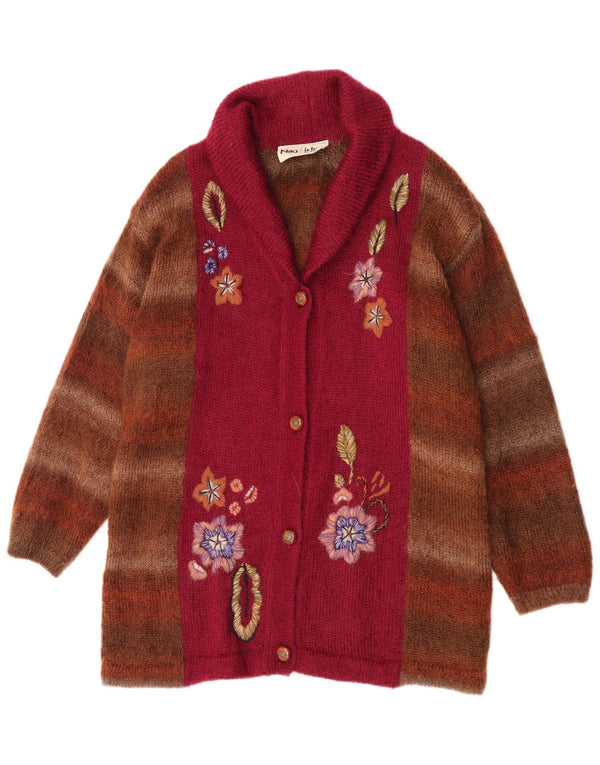 Maglione cardigan lungo con grafica da donna Niki Line UK 18 XL a righe marroni