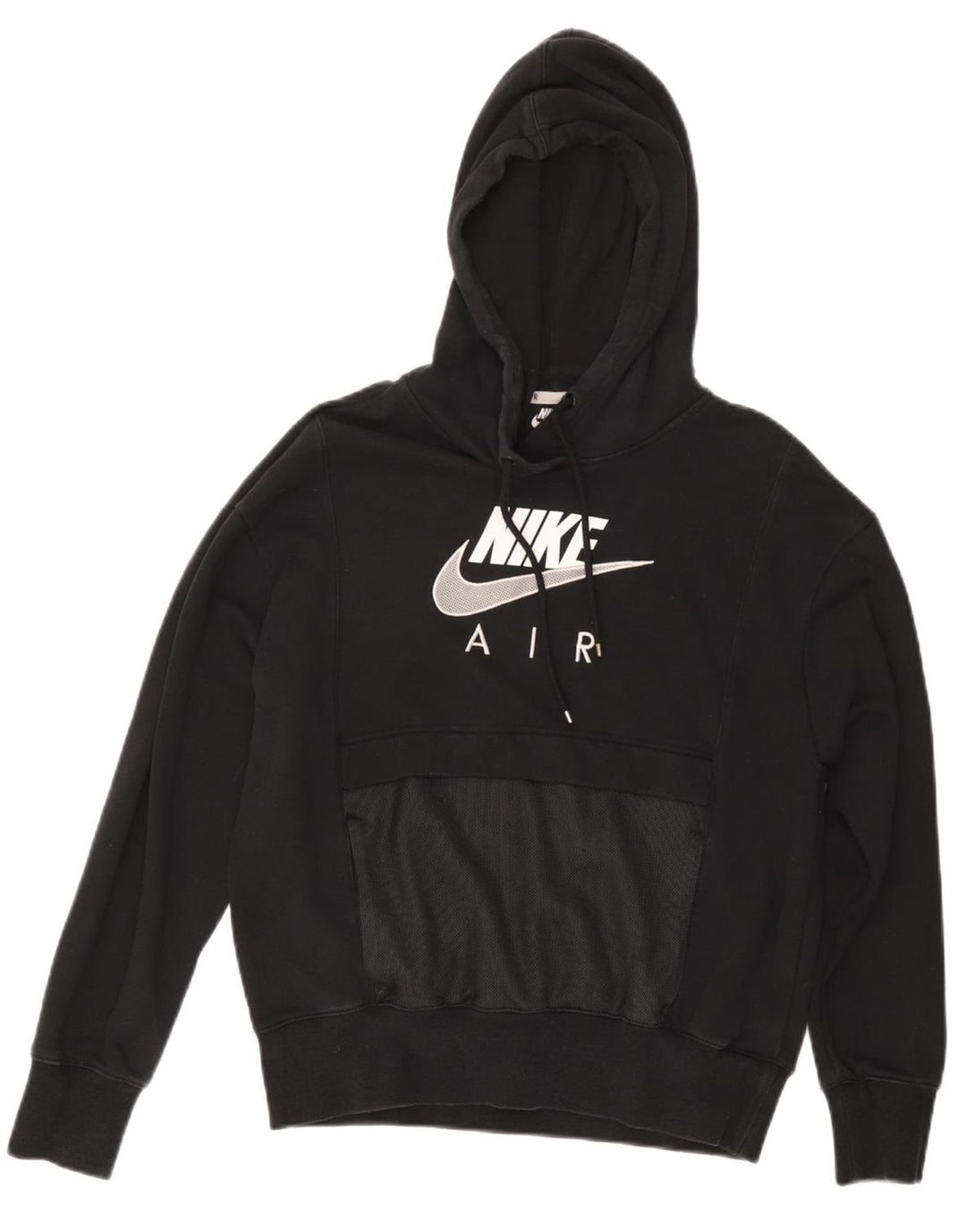 Felpa con cappuccio grafica oversize NIKE Air da donna UK 6 XS cotone nero