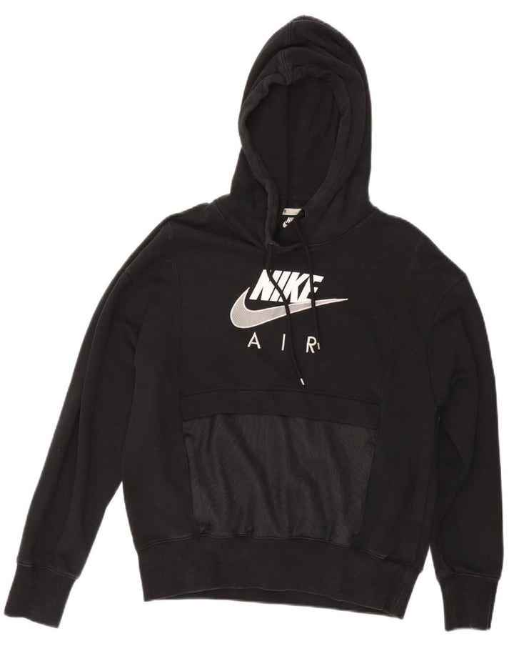 Felpa con cappuccio grafica oversize NIKE Air da donna UK 6 XS cotone nero