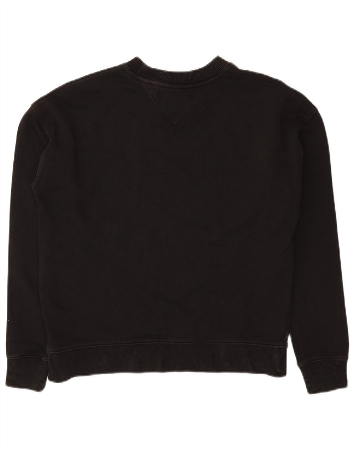Tommy Hilfiger Donna Crop Oversize Felpa Maglione UK 10 Piccolo Nero