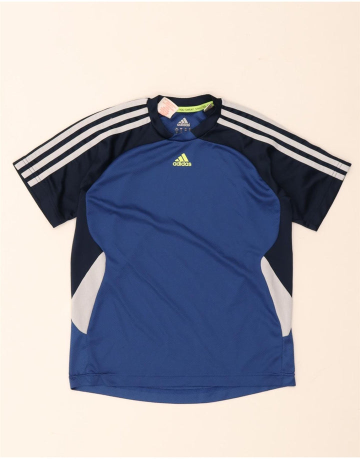 Maglietta Adidas da ragazzo, 11-12 anni, in poliestere color block blu
