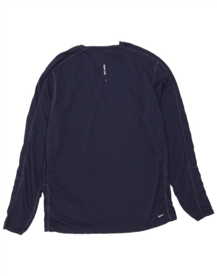 New Balance Maglietta grafica da uomo a maniche lunghe grande in poliestere blu navy