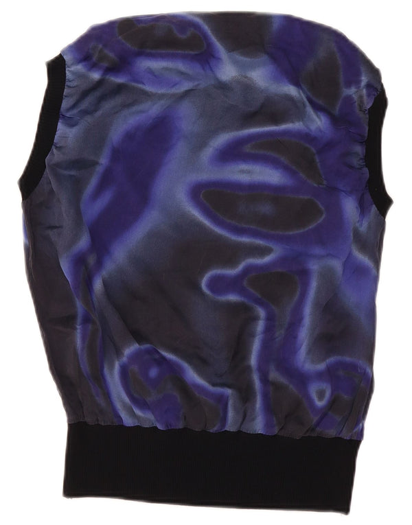 Camicetta senza maniche da donna Trussardi UK 16 Large Blu Navy Seta tie-dye