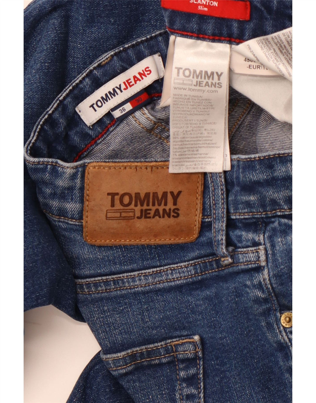 TOMMY HILFIGER Jeans slim Scanton da uomo W36 L30 cotone blu