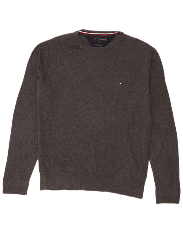 Tommy Hilfiger Mens Crew Neck Jumper Sweater Large Grey Cotton