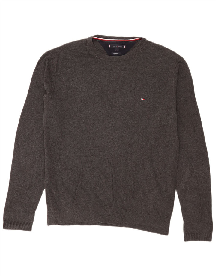 Maglione maglione girocollo da uomo Tommy Hilfiger grande cotone grigio