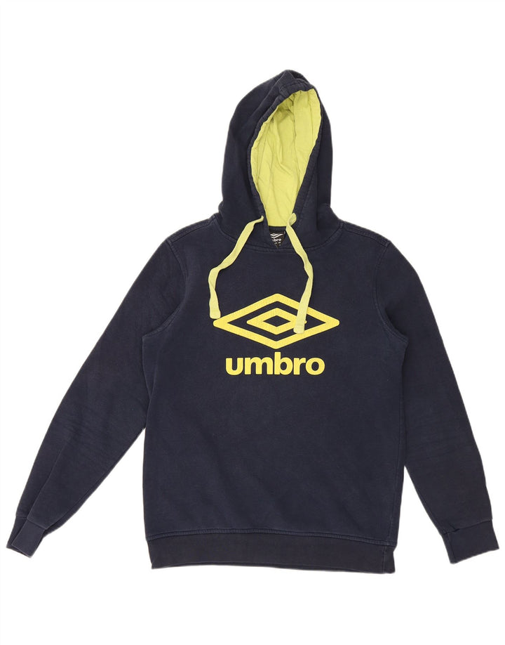 Maglione con cappuccio grafico da uomo Umbro medio in cotone blu navy