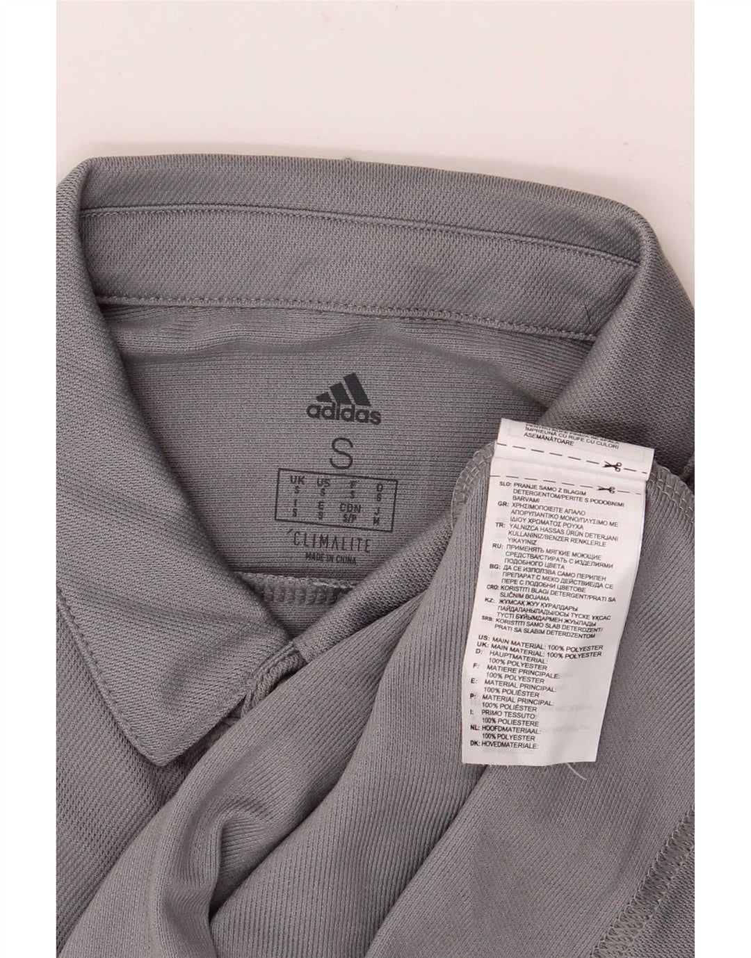 Polo Adidas Climalite da uomo piccola in poliestere color block grigio