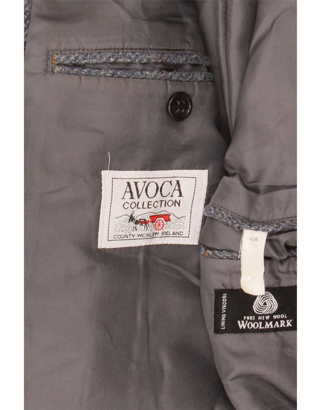 Giacca blazer da uomo a 3 bottoni Avoca UK 42 XL lana grigia
