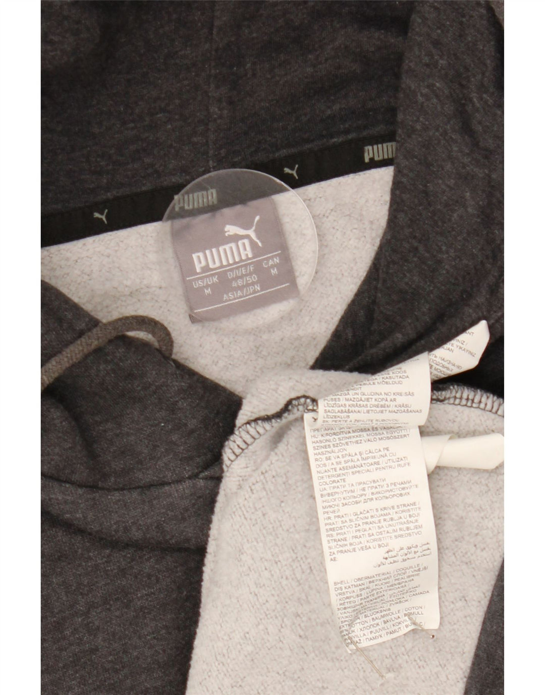 Felpa con cappuccio grafica da uomo Puma in cotone color block grigio medio