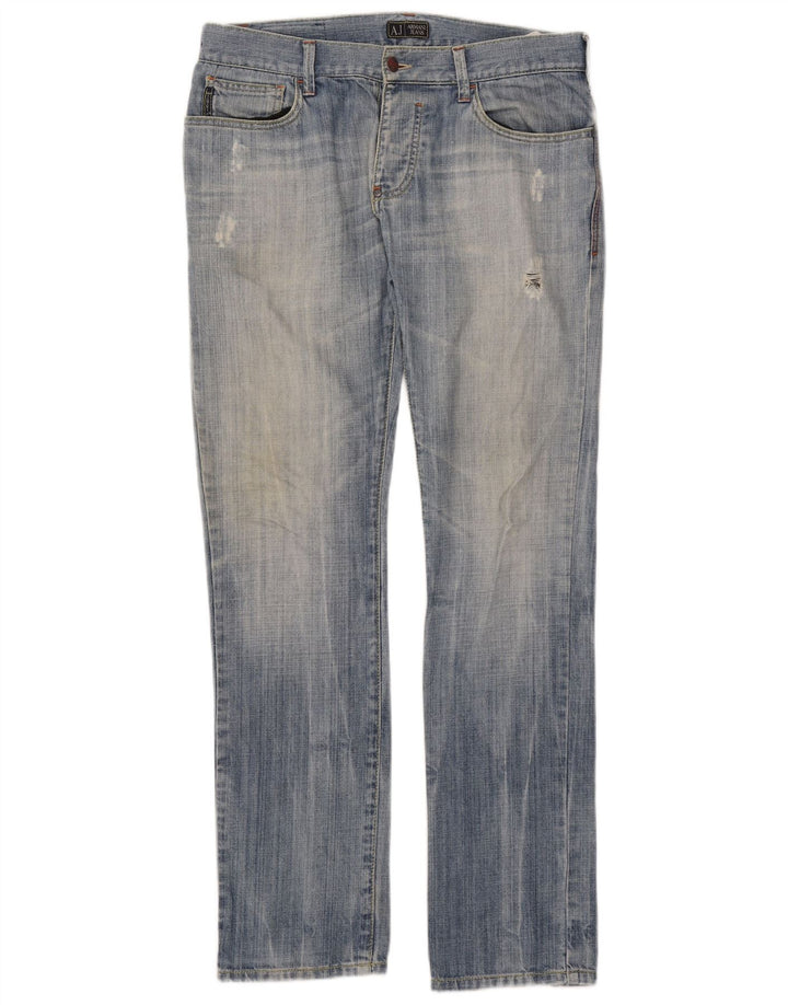 Jeans slim effetto consumato da uomo Armani W32 L34 cotone blu