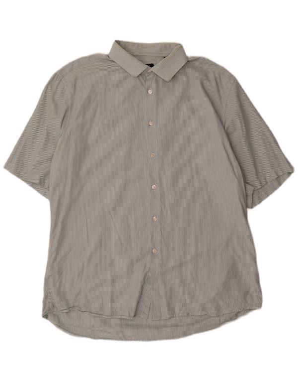 Camicia Dkny da uomo slim fit a maniche corte XL verde gessato in cotone