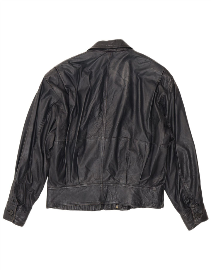 Giacca in pelle bomber da uomo La Matta UK 38 Pelle media blu navy