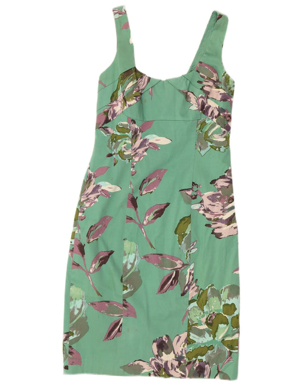 Coast Womens Sleeveless Sheath Dress UK 10 Small  Green Floral Cotton