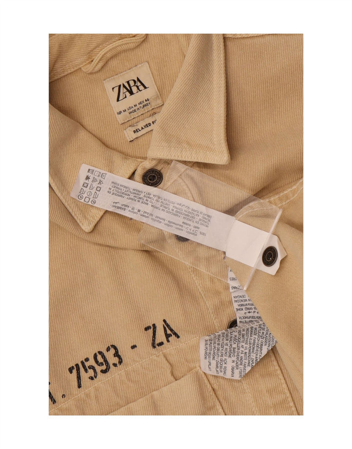Camicia Zara da uomo con vestibilità comoda grafica in cotone beige medio
