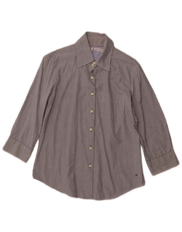 TOMMY HILFIGER Camicia da donna con maniche a 3/4 US 8 medio blu navy gessato