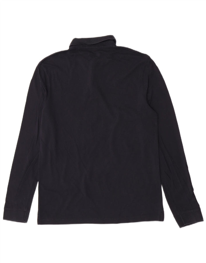 Hugo Boss Mens Long Sleeve Polo Shirt Medium Navy Blue Cotton