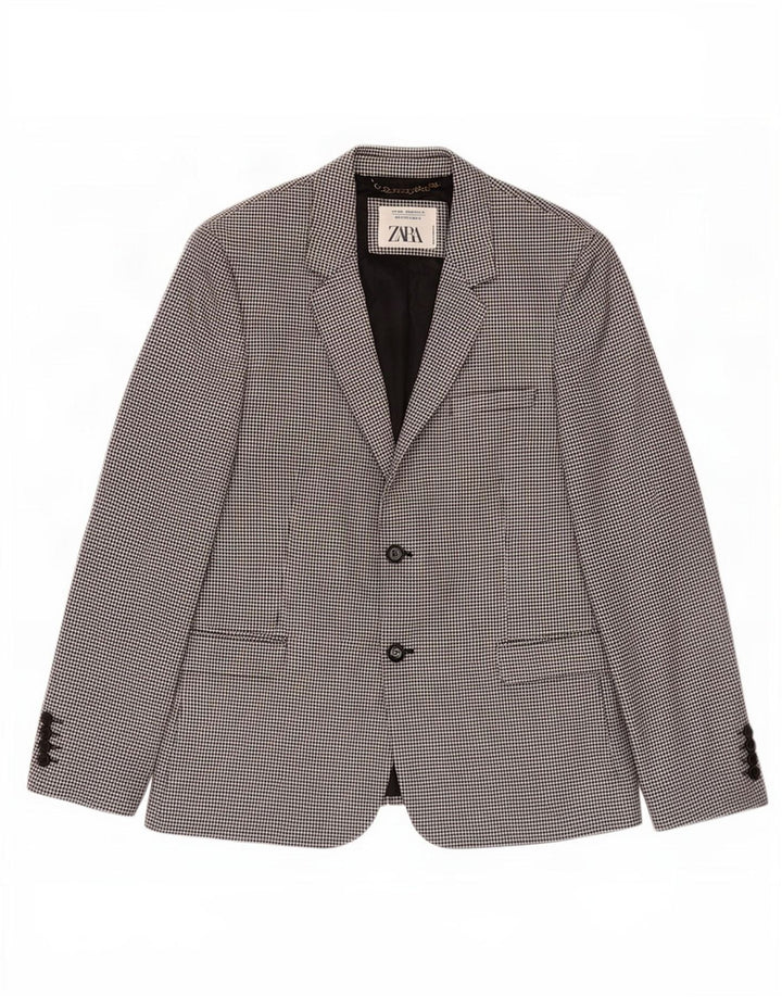 Giacca blazer a 2 bottoni da uomo Zara EU 52 grande pied de poule nero