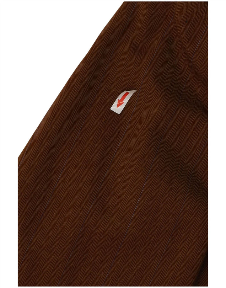 Giacca blazer da uomo a 2 bottoni Hugo Boss IT 50 grande lana a spina di pesce marrone