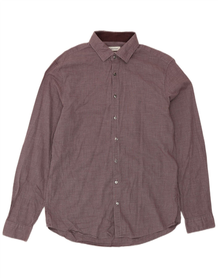 CALVIN KLEIN Camicia slim fit da uomo taglia 41 16 pied de poule marrone grande
