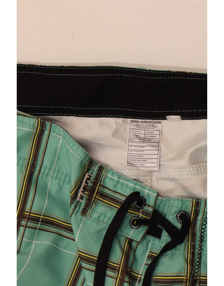 Pantaloncini da bagno da uomo Hurley, poliestere a quadri verdi grandi