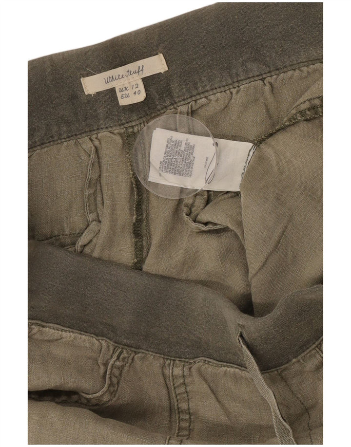 Pantaloni corti da donna White Stuff UK 12 Medium W32 L23 Lino kaki