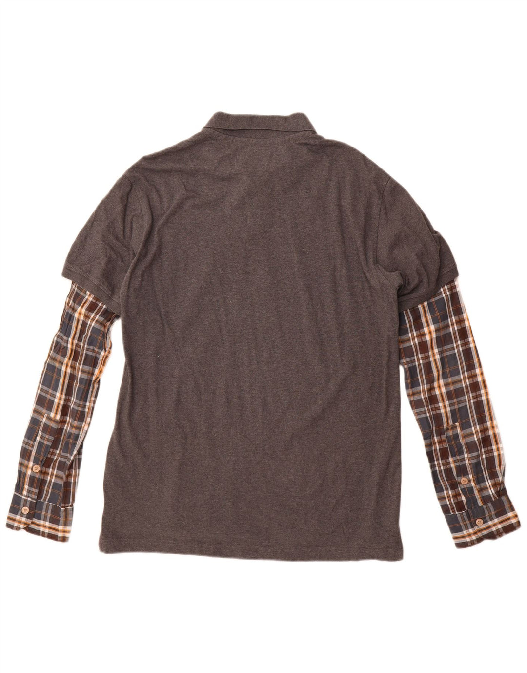 Desigual Polo da uomo a maniche lunghe Regular XL in cotone grigio a quadri