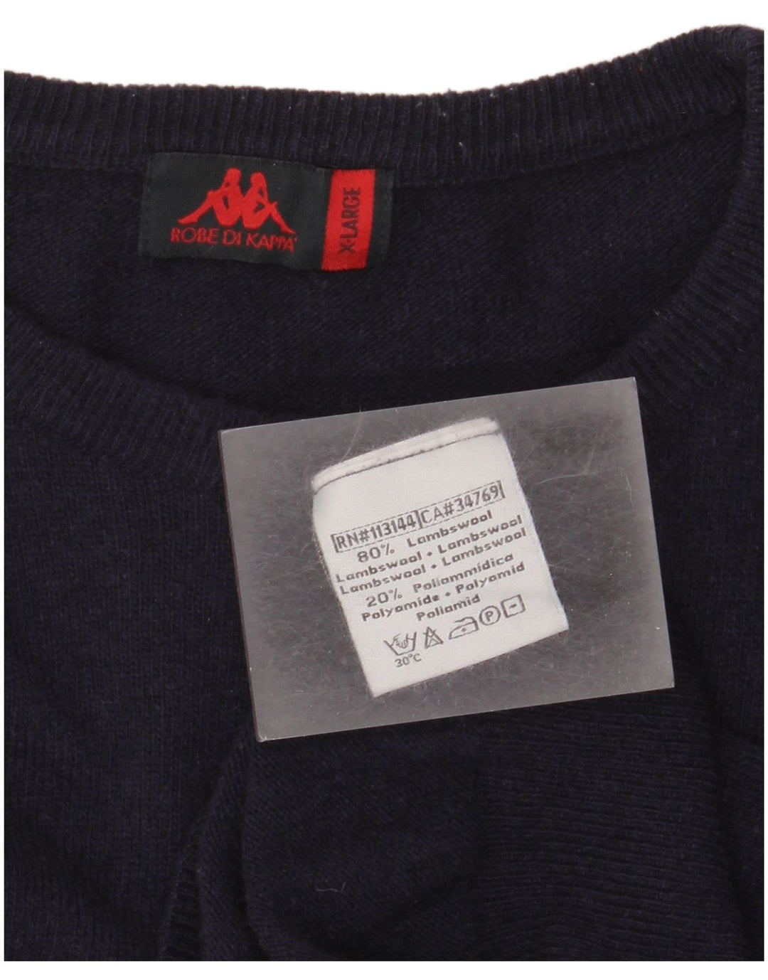 Maglione maglione girocollo da uomo Kappa XL blu navy in lana d'agnello
