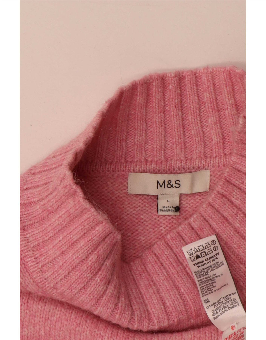 Maglione maglione a collo alto da donna Marks & Spencer UK 16 grande rosa