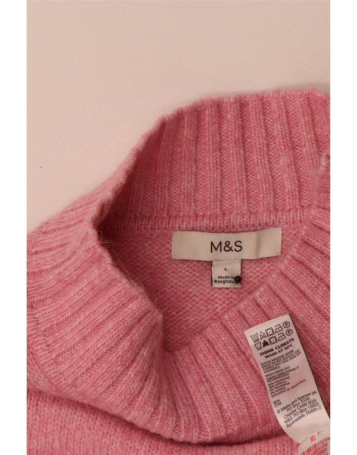 Maglione maglione a collo alto da donna Marks & Spencer UK 16 grande rosa