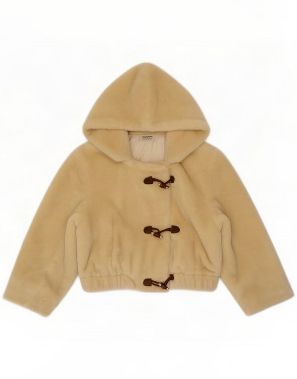 Anteprima Giacca da donna in pelliccia sintetica oversize con cappuccio UK 10 Small Bianco sporco