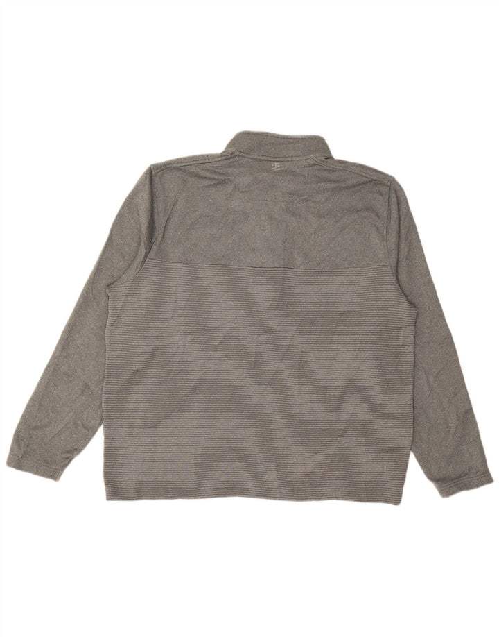 Maglione da golf da uomo con zip e collo Izod XL a righe grigie