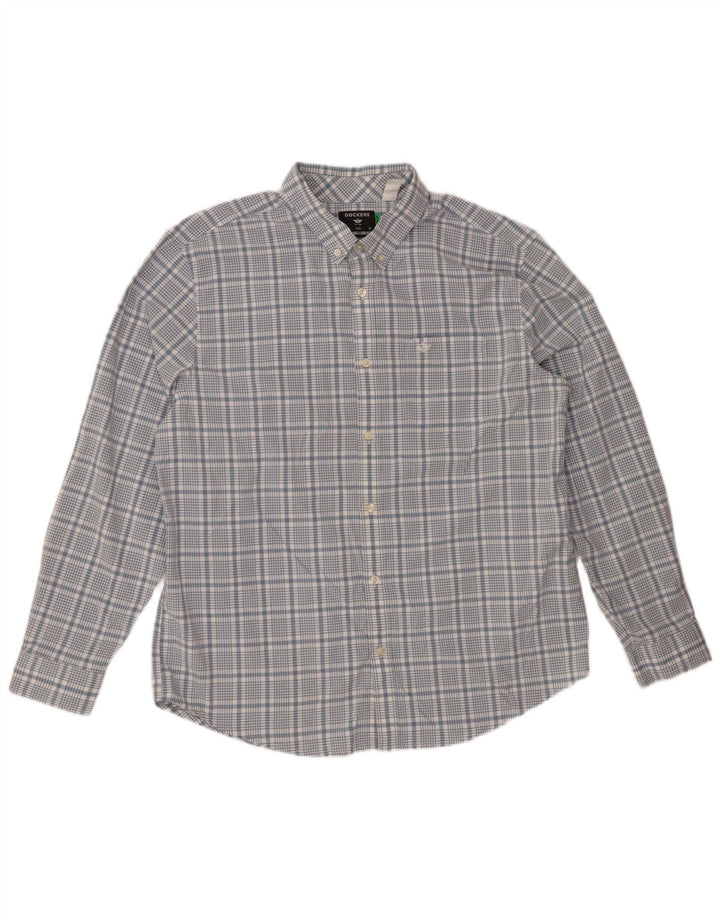 DOCKERS Camicia da uomo vestibilità classica XL in cotone a quadri blu