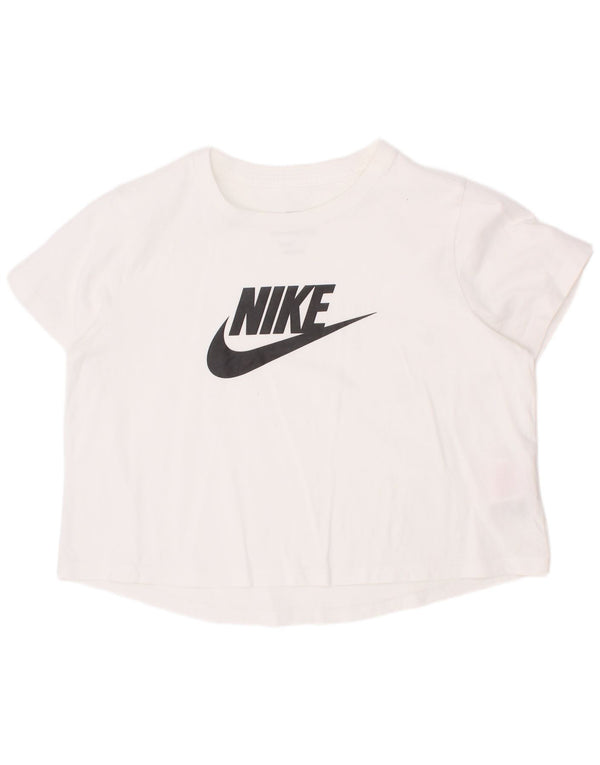 T-shirt grafica Nike per ragazze, maglietta grande, 12-13 anni, in cotone bianco