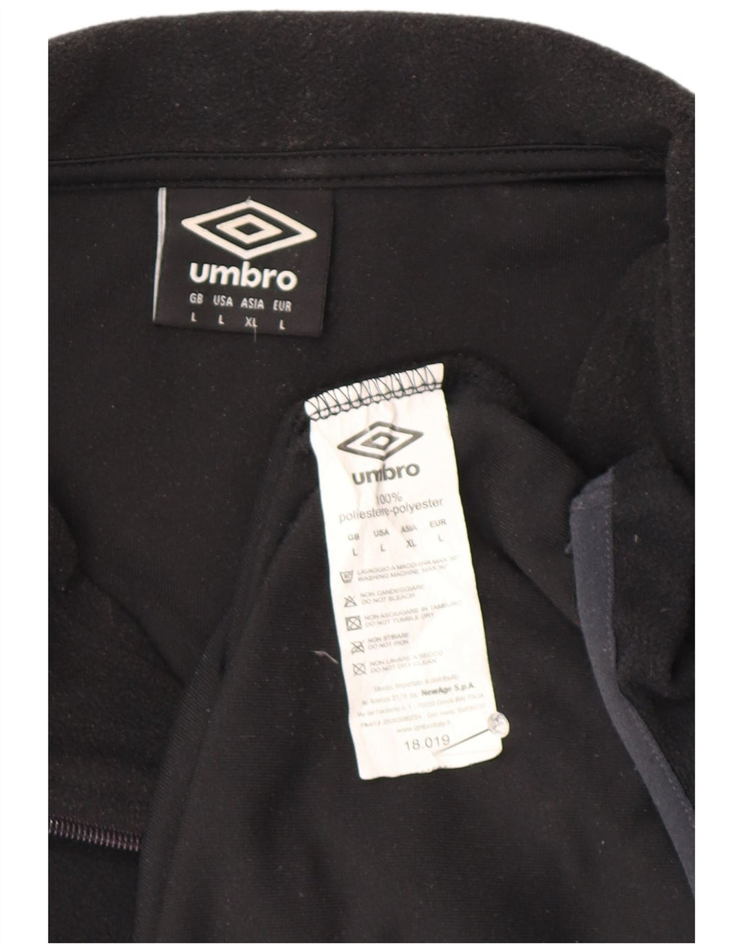 Umbro Maglione in pile da uomo con zip e collo grande in poliestere nero