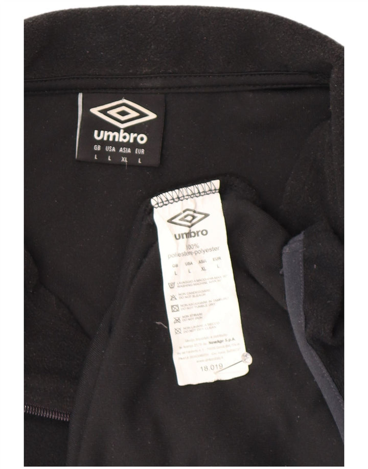 Umbro Maglione in pile da uomo con zip e collo grande in poliestere nero